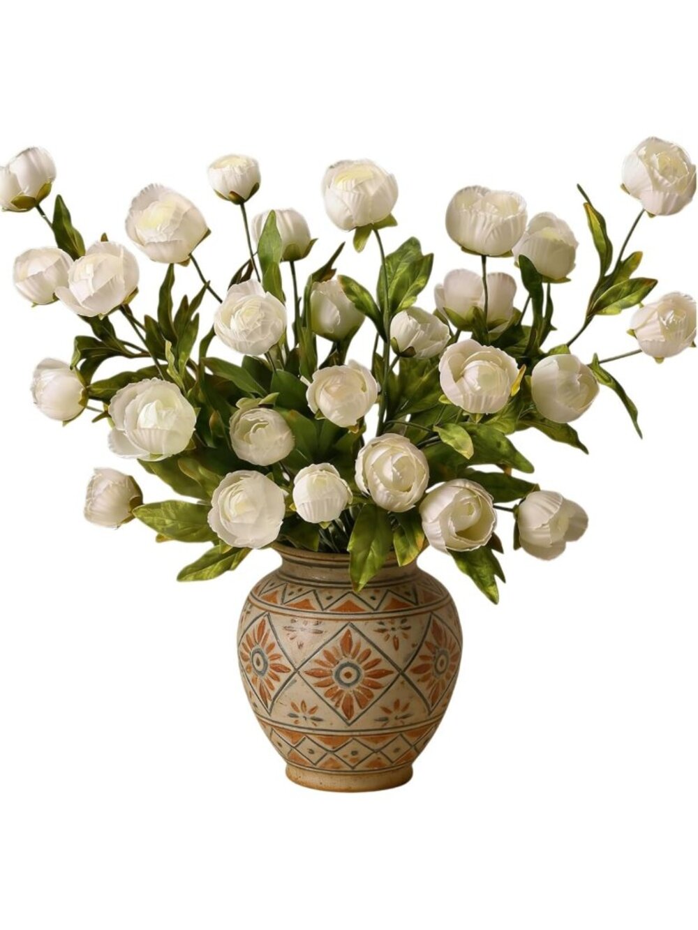 14Pcs 31" White Peonies Silk Flowers - Realistic Artificial Blooms for Home